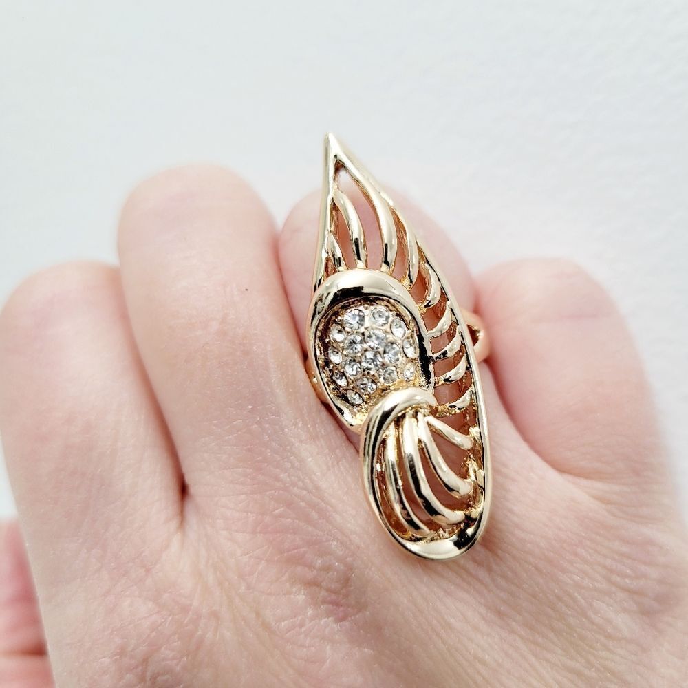 Brand New Gold Plated Rhinestone Ring #1 Size: 5.75 US